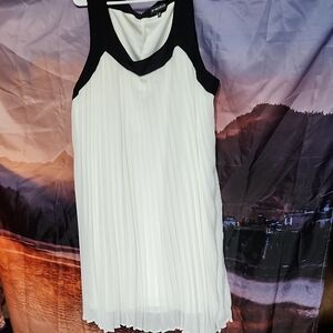 My Michelle Black and White Pleated Midi Dress